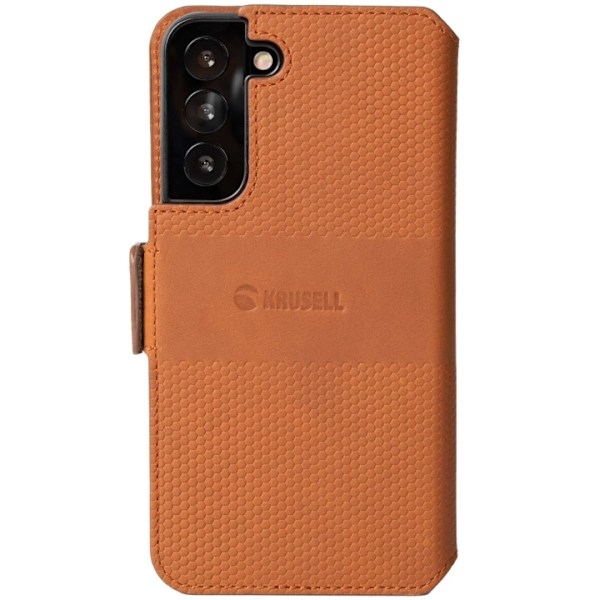 Krusell Leather Phone Wallet Galaxy S22 Cognac Orange