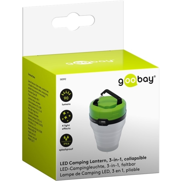 Goobay LED-campinglampa, 3-i-1, vikbar mångsidig medhjälpare för