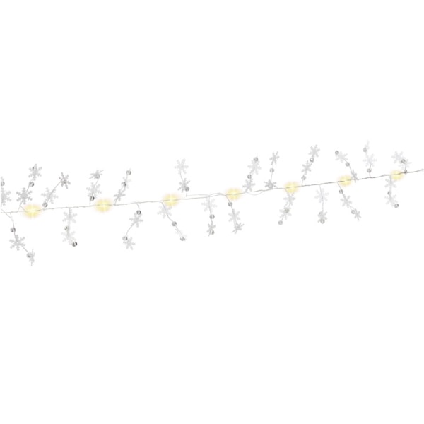 Goobay 10 LED-ljuskedja silvertråd "Snöflingor" med timerfunktion, varmvit (3000 K), batteridriven Hopea, Läpinäkyvä, Valkoinen