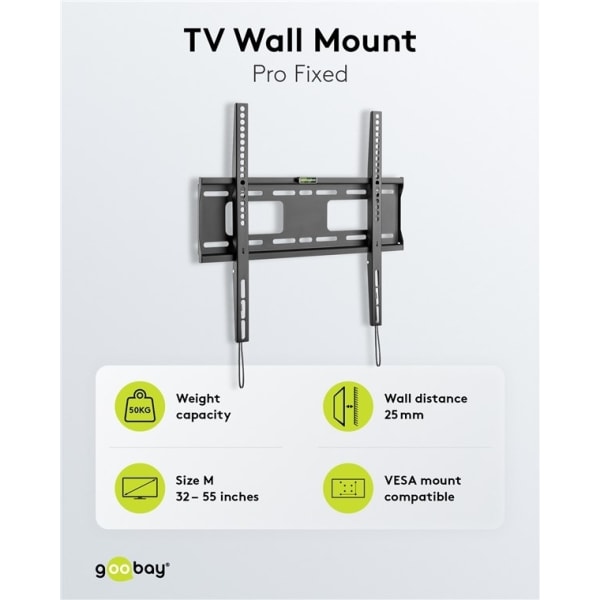 Goobay TV-väggfäste Pro FIXED (M) för TV-apparater från 32 till