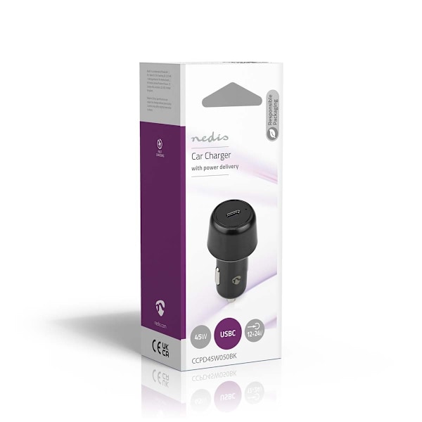 Nedis Billaddare | 45 W | 3.0 A | Antal utgångar: 1 | Port typ: USB-C™ | Automatiskt val av Spänning