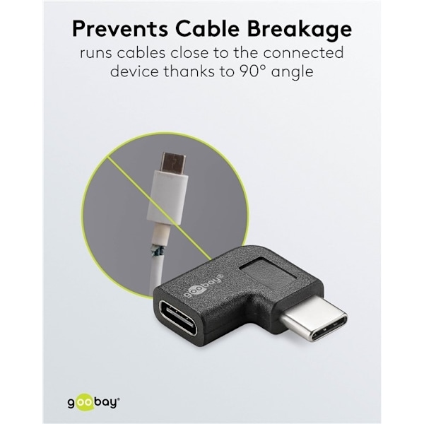 Goobay Adapter USB-C™ till USB-C™ 90°, svart USB-C™ uttag > USB-C™ plugg