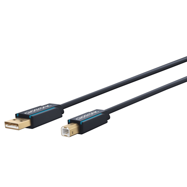 ClickTronic Adapterikaapeli USB-A:sta USB-B:hen 2.0 Premium-kaapeli