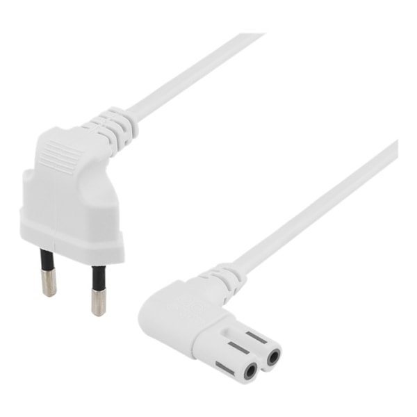 DELTACO ungrounded device cable, 2m, angled CEE 7/16 - IEC 60320, whit