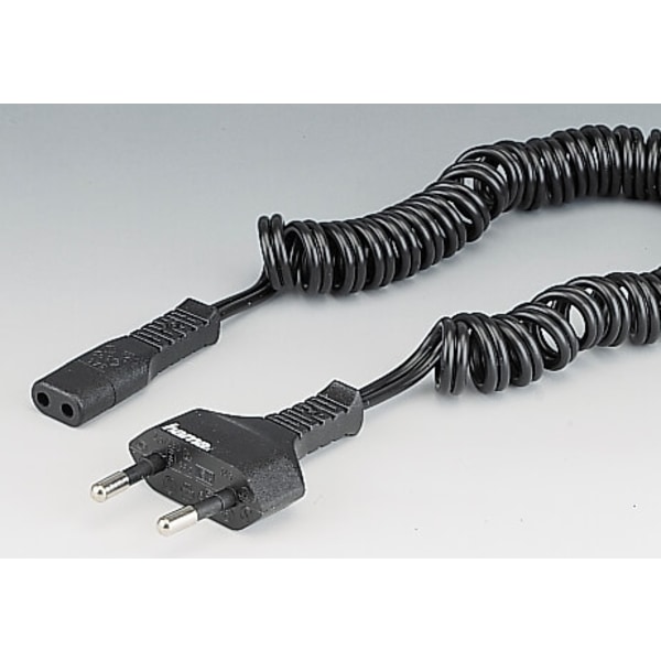 Hama Strømkabel Shaver 2- Pol Spiral 1,4m Sort