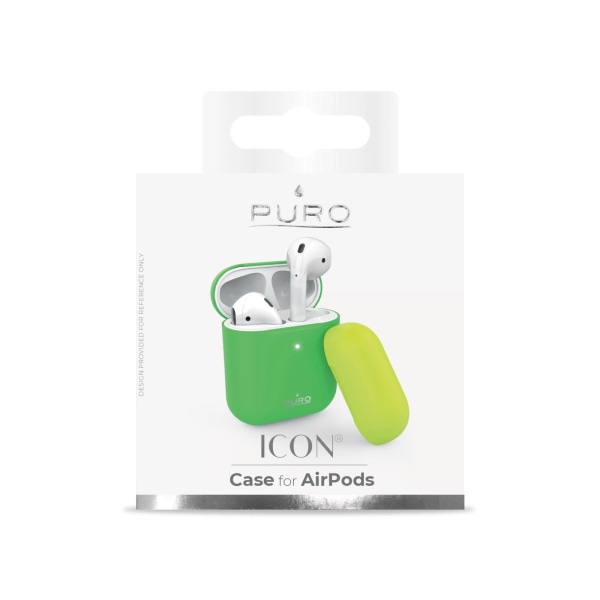 Puro Icon Fluo, silikonikotelo AirPodsille, vihreä