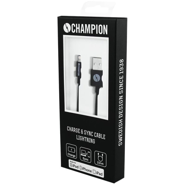Champion USB-A till Lightning Kabel 2m Svart