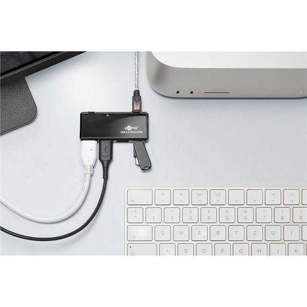 Goobay 4-vägs USB 2.0 Hi-Speed ​​HUB för anslutning av upp till 4 USB-enheter med en USB-anslutning
