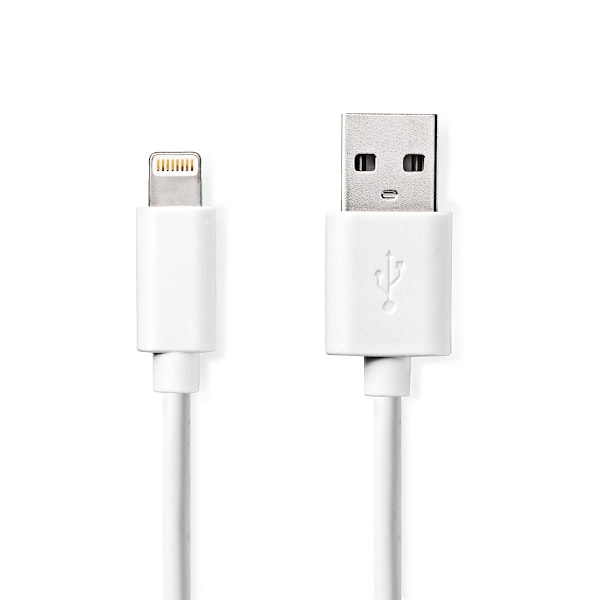 Nedis Lightning Kaapeli | USB 2.0 | Apple Lightning 8-Pin | USB-A Uros | 480 Mbps | Niklattu | 1.00 m | Pyöreä | PVC | Valkoinen | Laatikko