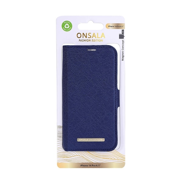 Onsala COLLECTION Eco Wallet 2 card iPhone 14 Pro 6,1" Navy Blue Blå