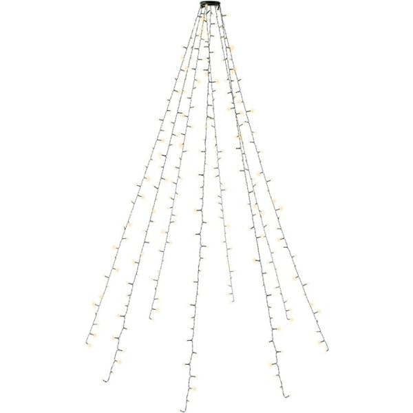 Goobay 280 LED lyskæde med ring til juletræ med timer og hukommelsesfunktion, 8 lysindstillinger, 24 V ekstern transformer, varm hvid (3000 K), til in Sort, Grøn