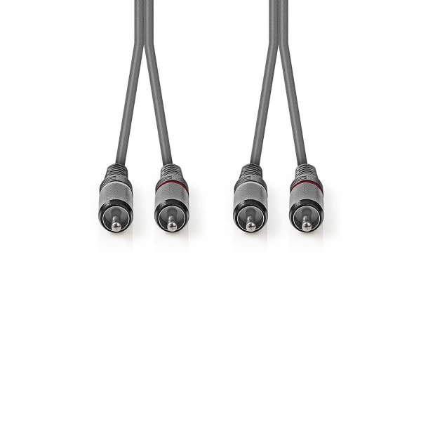 Nedis Stereo Audio kabel | 2x RCA Hanstik | 2x RCA Hanstik | Nikkelplateret | 3.00 m | Runde | Mørkegrå | Kartonhylster