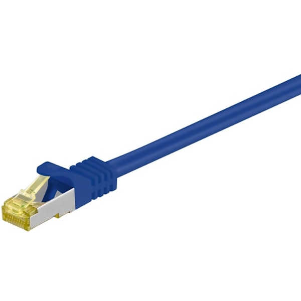 Goobay RJ45 netværkskabel S/FTP (PiMF), 500 MHz, med CAT 7 råkabel, blå, 25 m LSZH halogenfri kabelkappe, kobber, RJ45-hanstik (CAT 6A)