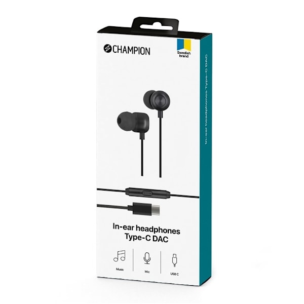 Champion In-Ear headphones USB-C DAC Svart