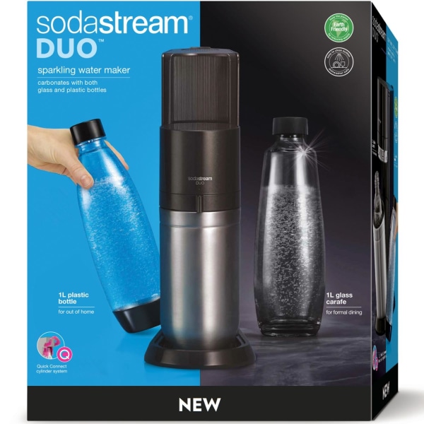 SodaStream Kolsyremaskin DUO Black inkl. 1x Glasflaska & 1x Plas