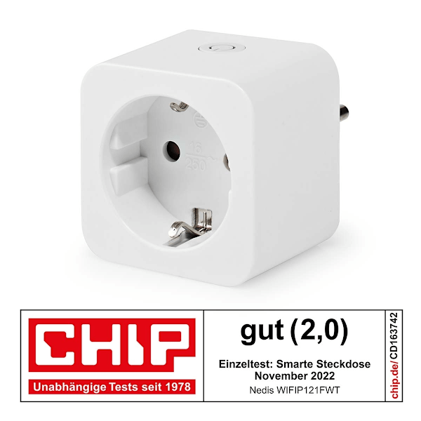 Nedis SmartLife Smart Plug | Wi-Fi | IP21 | Effektmåler | 3680 W | Type F (CEE 7/3) | 0 - 55 °C | Androidâ„¢ / IOS | Hvid | 1 stk