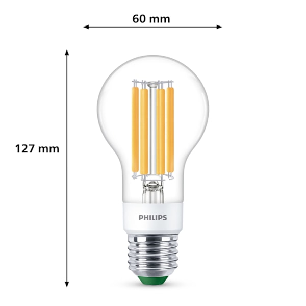 Philips LED E27 Normal 4W (60W) Klar Dimbar 840lm 2700K Energiklass A