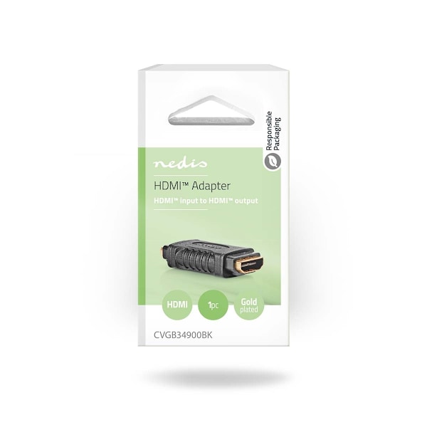 Nedis HDMI™ -sovitin | HDMI™ Ulostulo | HDMI™ Ulostulo | Kullattu | Suora | ABS-Muovi | Musta | 1 kpl | Laatikko