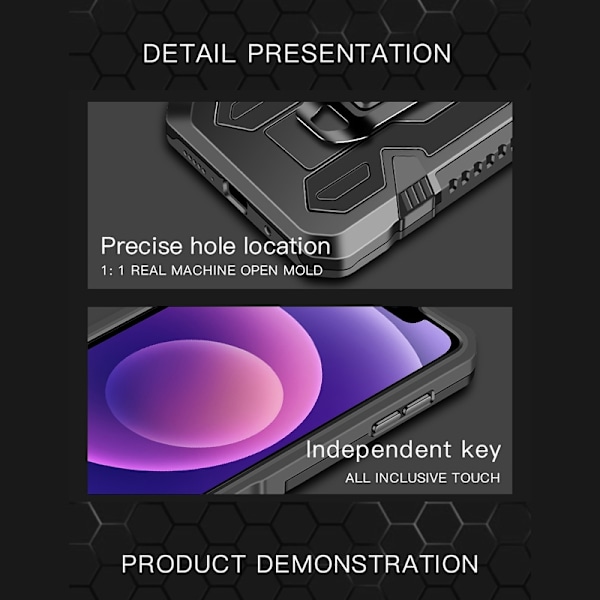 Robust etui med stativ til iPhone 13, Sort Svart