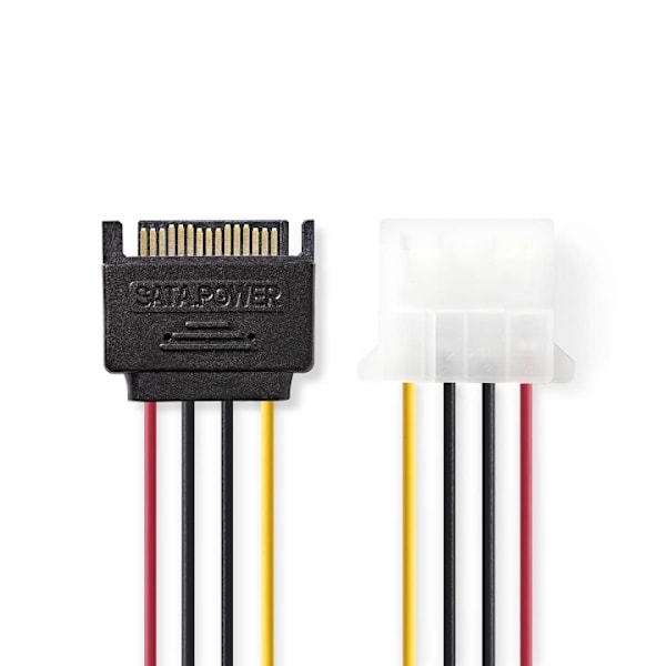 Nedis Sisäinen Virtakaapeli | SATA 15-Pin uros | Molex naaras | Kullattu | 0.15 m | Pyöreä | PVC | Monivärinen | Kirjekuori