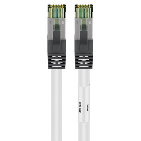 Goobay CAT 8.1 Patchkabel, S/FTP (PiMF), vit 99,9 % syrefri kopparledare (OFC), AWG 24, halogenfri kabelhölje (LSZH), 0.25 m