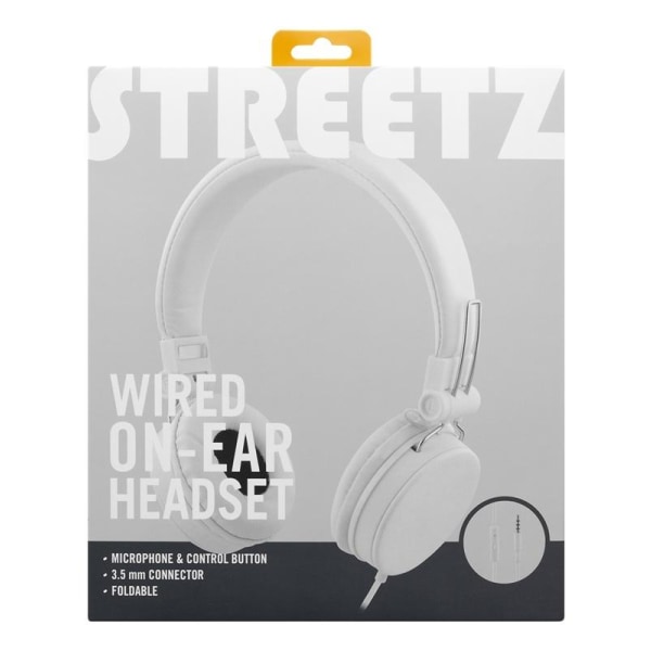STREETZ headset for smartphone, microphone, 1-button, 1,5m, whit Vit