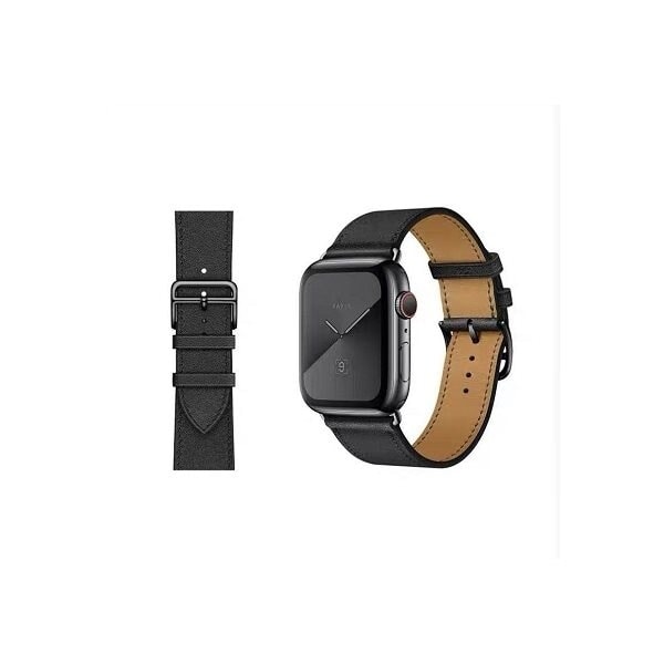 PU-nahkainen rannekoru Apple Watch 42/44mm, Musta