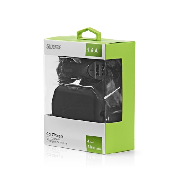 Sweex Billaddare 4-Utgångar 9.6 A USB Svart