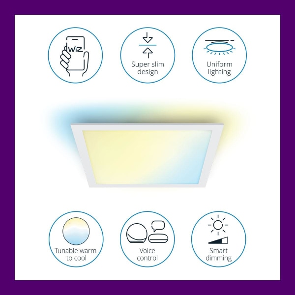 WiZ WiFi Panel Square 12W 1000ml Varm-kallvit Vit