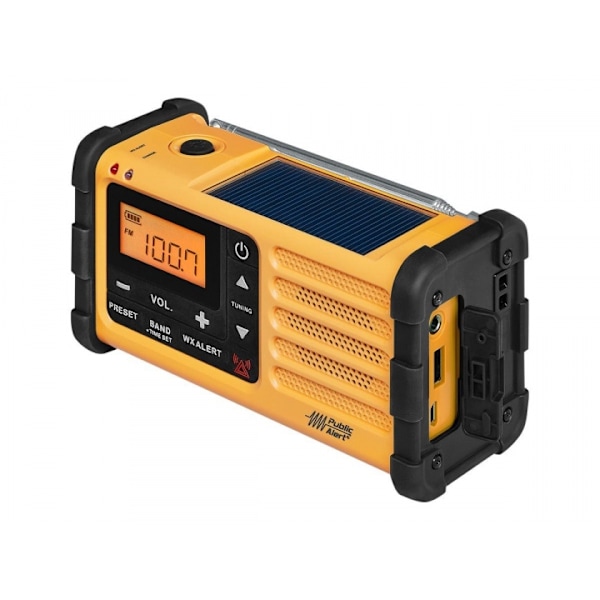 Sangean MMR88 Vevradio med ficklampa, solceller, USB, Gul/Svart