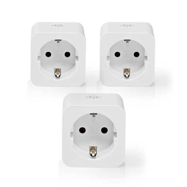 Nedis SmartLife Smart Plug | Wi-Fi | Effektmåler | 3680 W | Type F (CEE 7/7) | 0 - 55 °C | Androidâ„¢ / IOS | Hvid | 3 stk