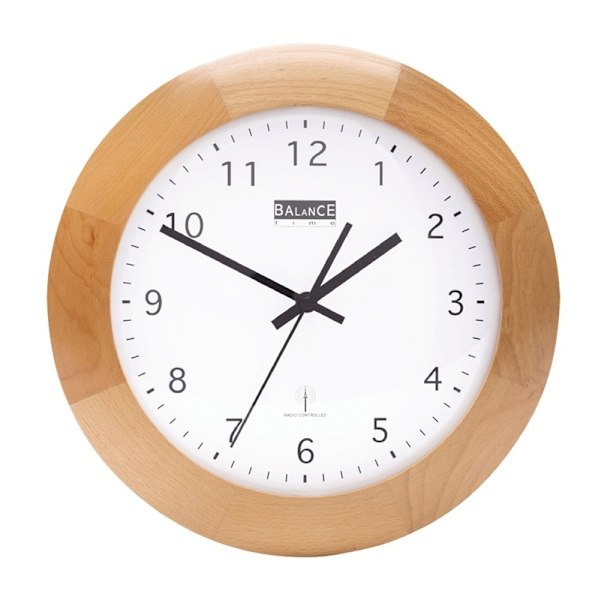 Balance Radiokontrollerad Väggklocka 32 cm Analog Brun/Vit
