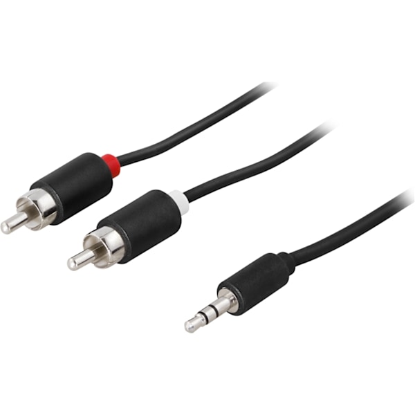 DELTACO Lydkabel, 3,5mm han - 2xRCA han 0,5m, sort