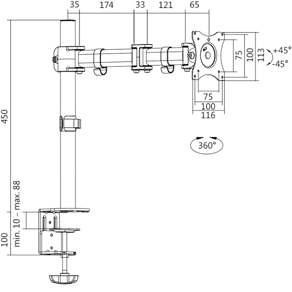 LogiLink Näytönvarsi 13-27" 428mm