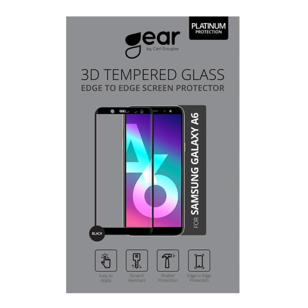 GEAR Glass Prot. 3D Samsung A6 Reuna Reuna Musta Transparent