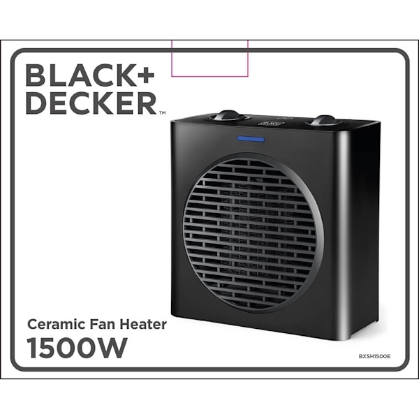 BLACK+DECKER Keramisk Varmeblæser 1500W Sort