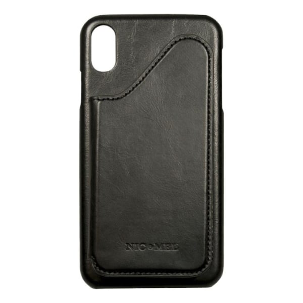 Nic & Mel Corey, case with card slots, iPhone XS Max, black leat Svart