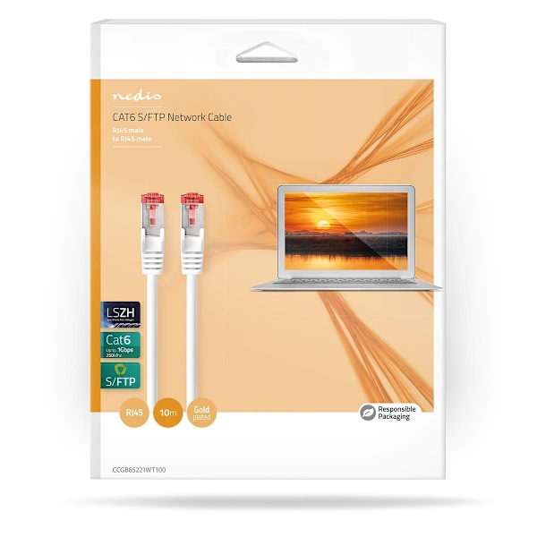 Nedis CAT6 Verkkokaapeli | RJ45 uros | RJ45 uros | S/FTP | 10.0 m | Sisäkäyttöön | Pyöreä | LSZH | Valkoinen | Laatikko