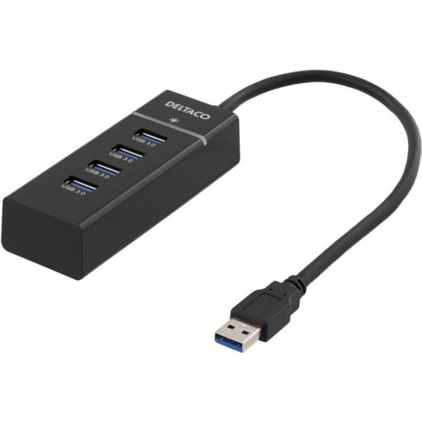 Deltaco USB 3.0 hubb, 4-portar, ABS-plast, svart (UH-475)