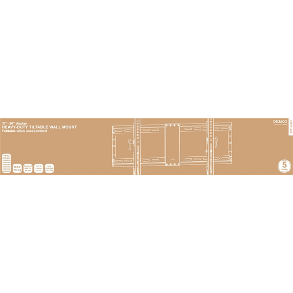 DELTACO Office, heavy-duty tilt foldable, 37"-80", 70kg, 200x200-600x4