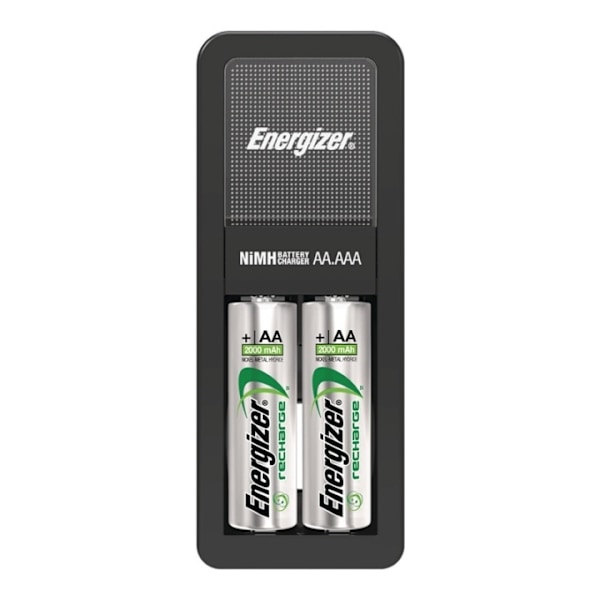 Energizer NiMH akkulaturi AA / AAA | 1.2 V DC | 2x AA/LR6 | Euro | Akun tyyppi: AA | Musta