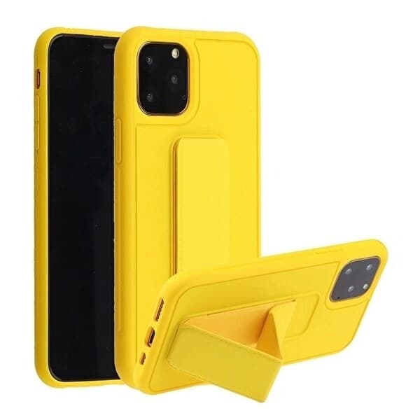 Silikonecover med stativ til iPhone 11 Pro Max Gul