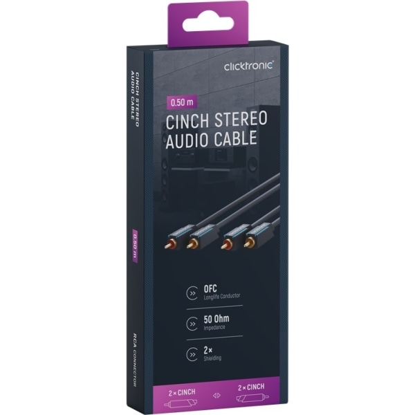 ClickTronic RCA-kabel, stereo Premiumkabel | 2x RCA plugg  2x RC