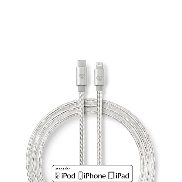 Nedis Lightning Kaapeli | USB 2.0 | USB-C™ Uros | Apple Lightning 8-Pin | 480 Mbps | Kullattu | 2.00 m | Pyöreä | Nailon / Punottu | Alumiini | Laatik