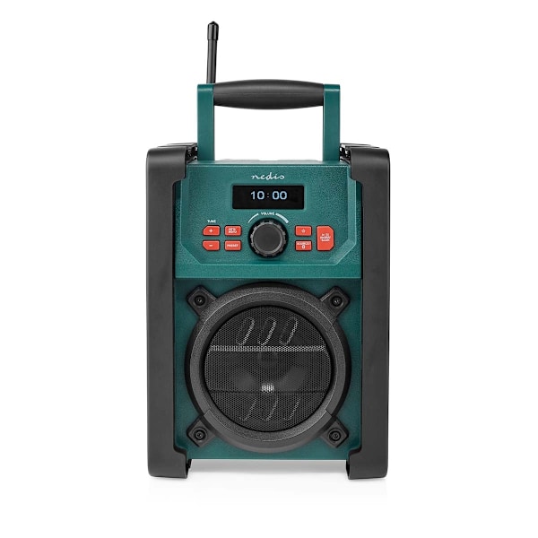 Nedis DAB+ Radio | Radio på Byggepladsen | DAB+ / FM | 2.2 " | Sort hvid skærm | Batteri / Strømforsyning | Digital | 15 W | Bluetooth® | Vækkeur | Sl