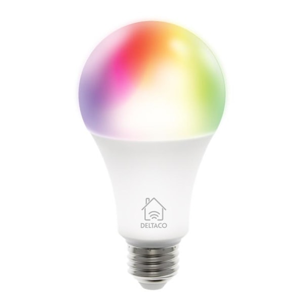 DELTACO SMART HOME RGB LED-lampa, E27, WiFI, 9W, 16milj färger,