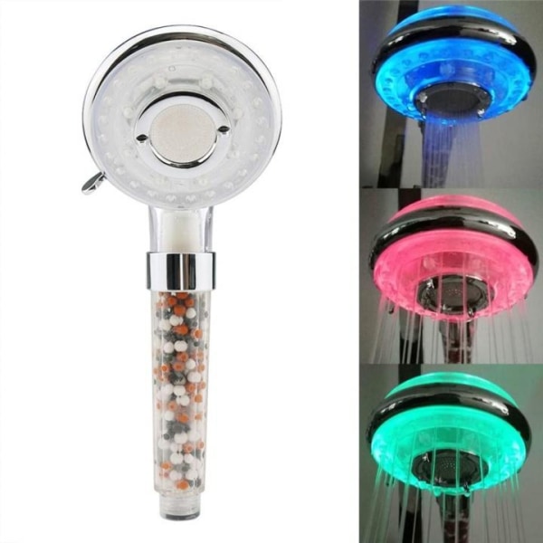 Mineralisoitu suihkupää LEDillä 3 eri värissä