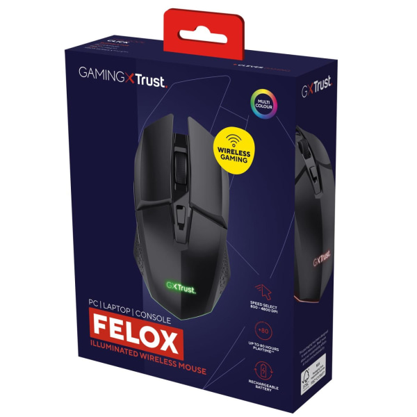 Trust GXT 110 Felox Illuminated Wireless Gaming mouse Svart