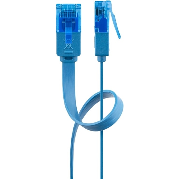 Goobay CAT 6A platt patchkabel, U/UTP, blå kopparledare (CU), 2 m
