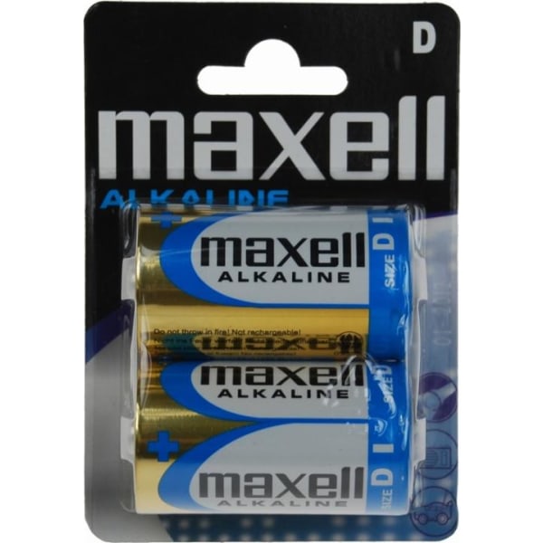 Maxell batterier, D (LR20), Alkaline, 1,5V, 2-pack